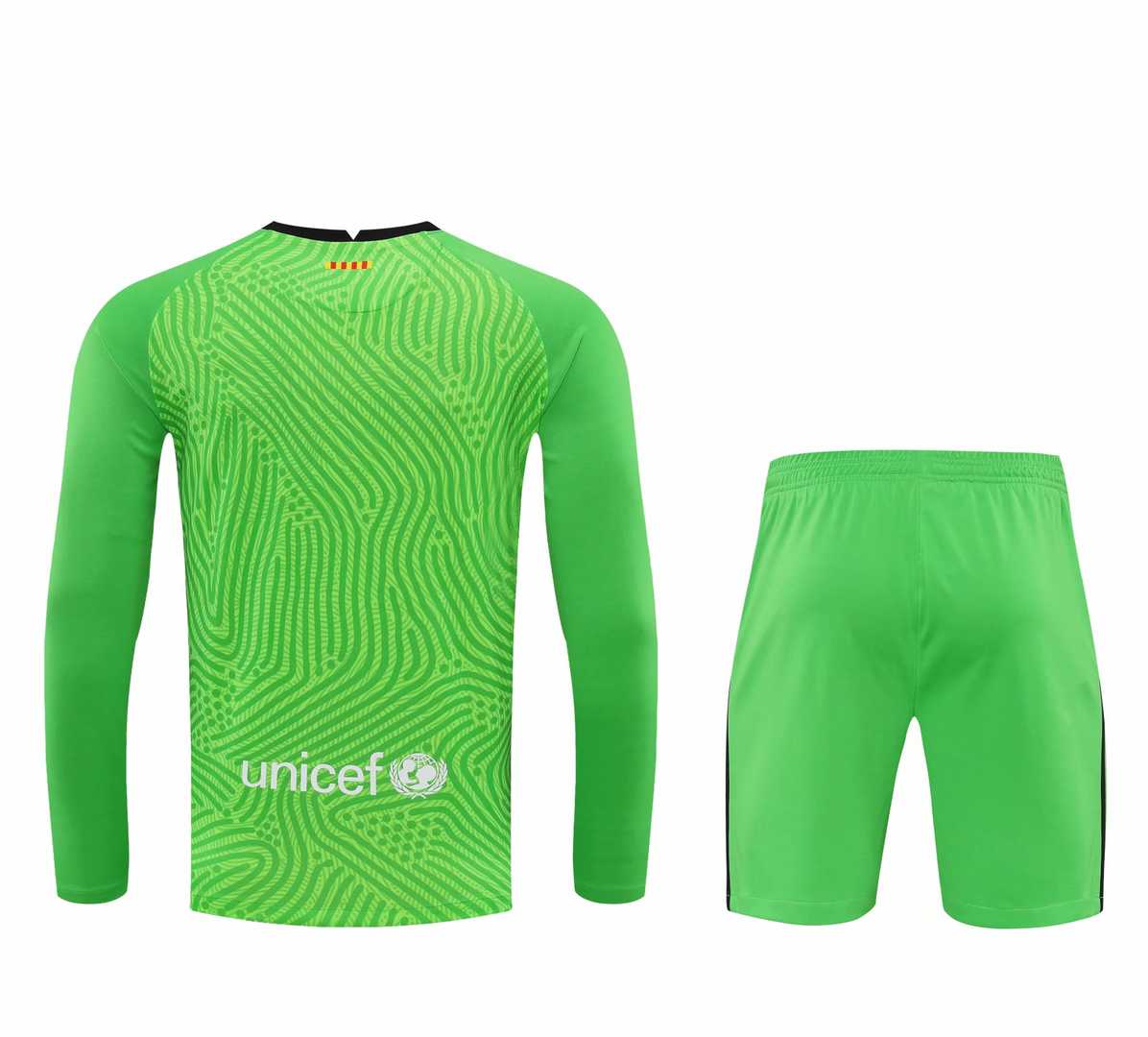 20/21 Barcelona Goalkeeper Green Long Sleeve Men's Jersey + Shorts Set