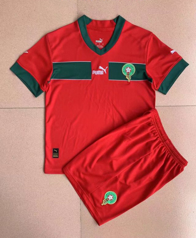 Kid's Morocco Home Jersey + Short Set 22/23