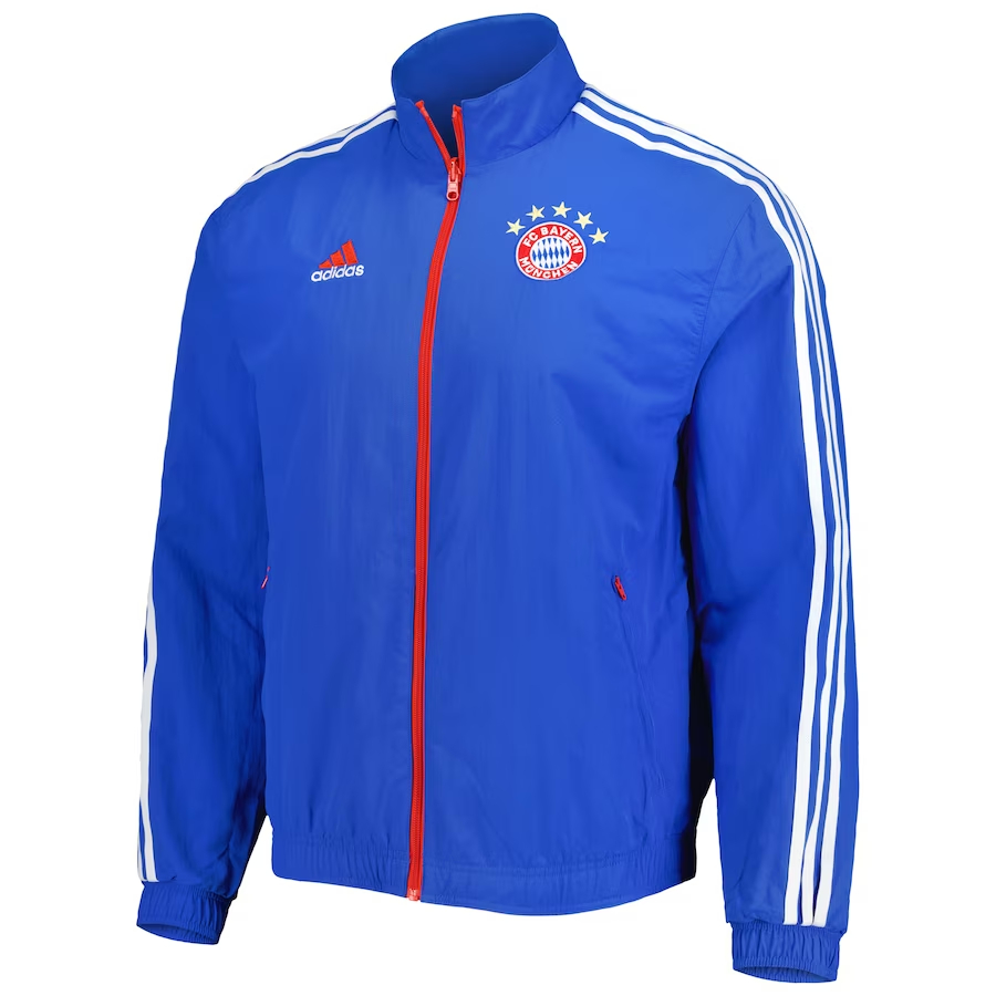 Men's Bayern Munich On-Field Team Logo Anthem Reversible Blue Full-Zip Windrunner Jacket 23/24