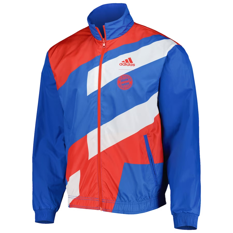Men's Bayern Munich On-Field Team Logo Anthem Reversible Blue Full-Zip Windrunner Jacket 23/24