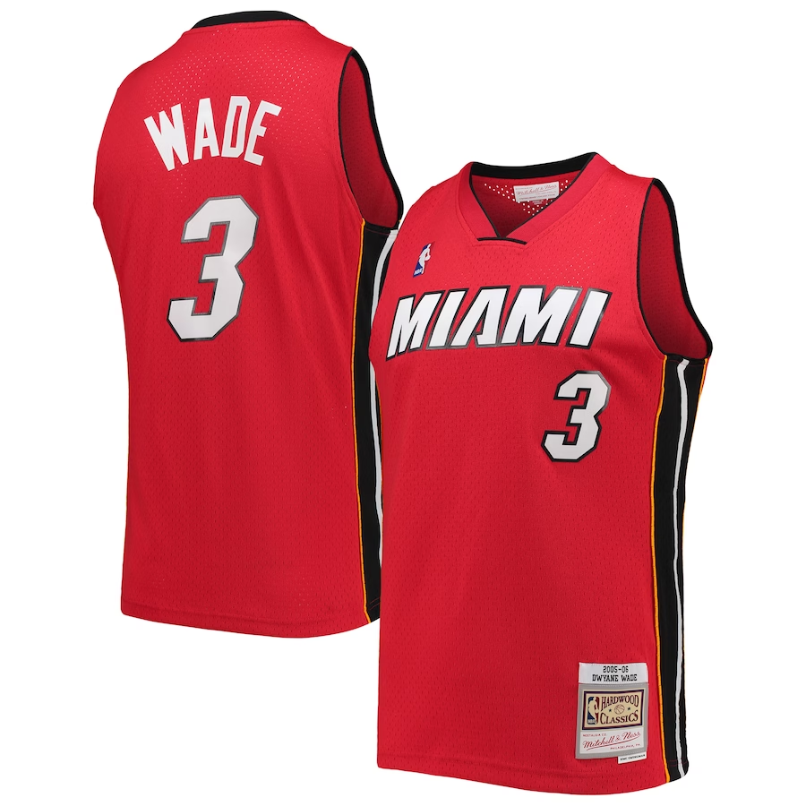 Miami Heat 2005-2006 Dwyane Wade Mitchell & Ness Red Jersey Hardwood Classics Men's (WADE #3)