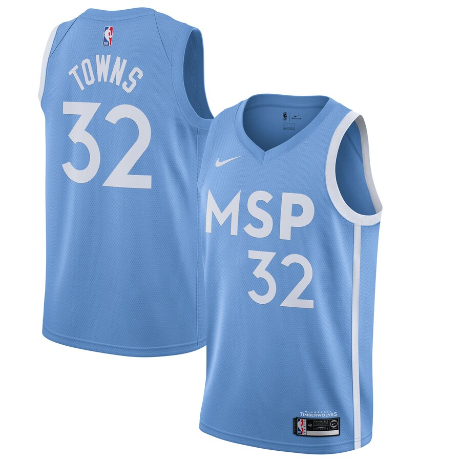 Minnesota Timberwolves 2019/2020 Blue SwingMen's Jersey City Edition Men's (TOWNS #32)