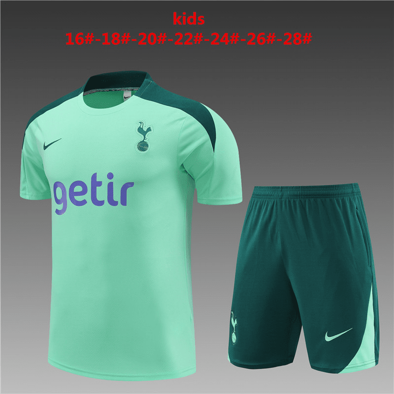 Kid's Tottenham Hotspur Light Green Training Jersey + Short Set 24/25