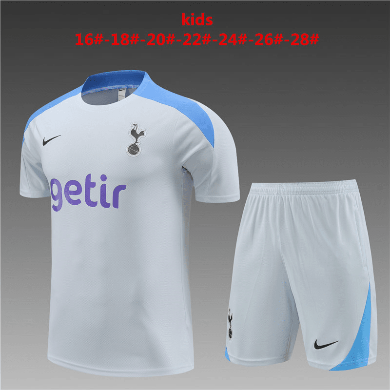 Kid's Tottenham Hotspur Light Grey Training Jersey + Short Set 24/25
