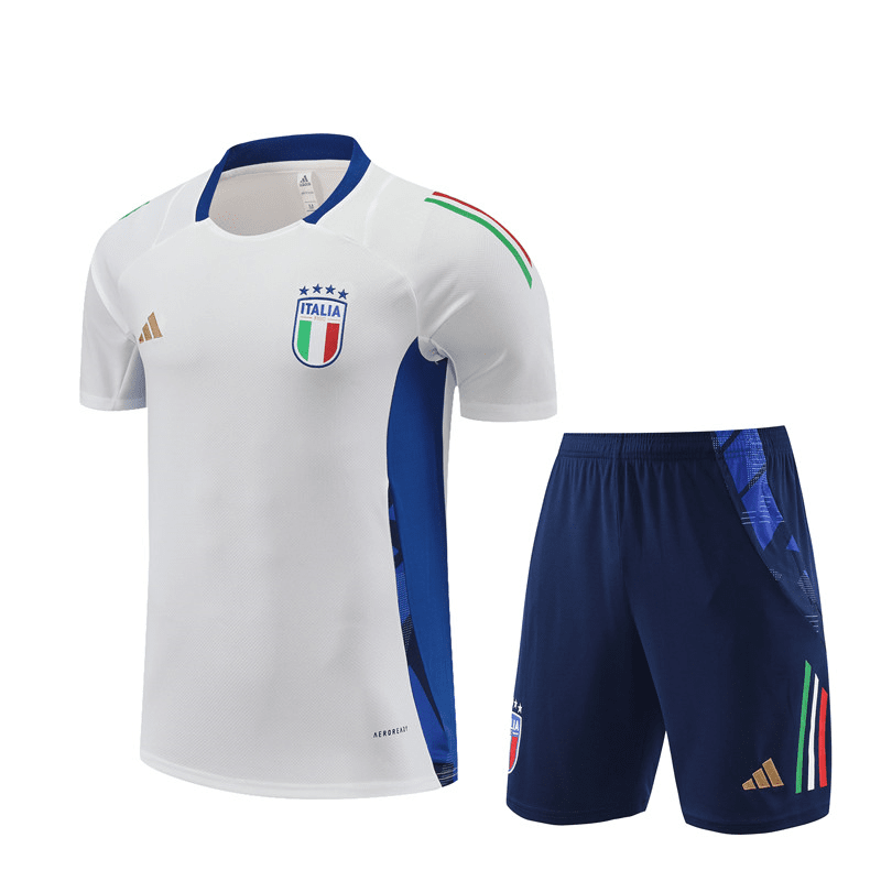 Men's Italy White Training Jersey + Short Set 2024